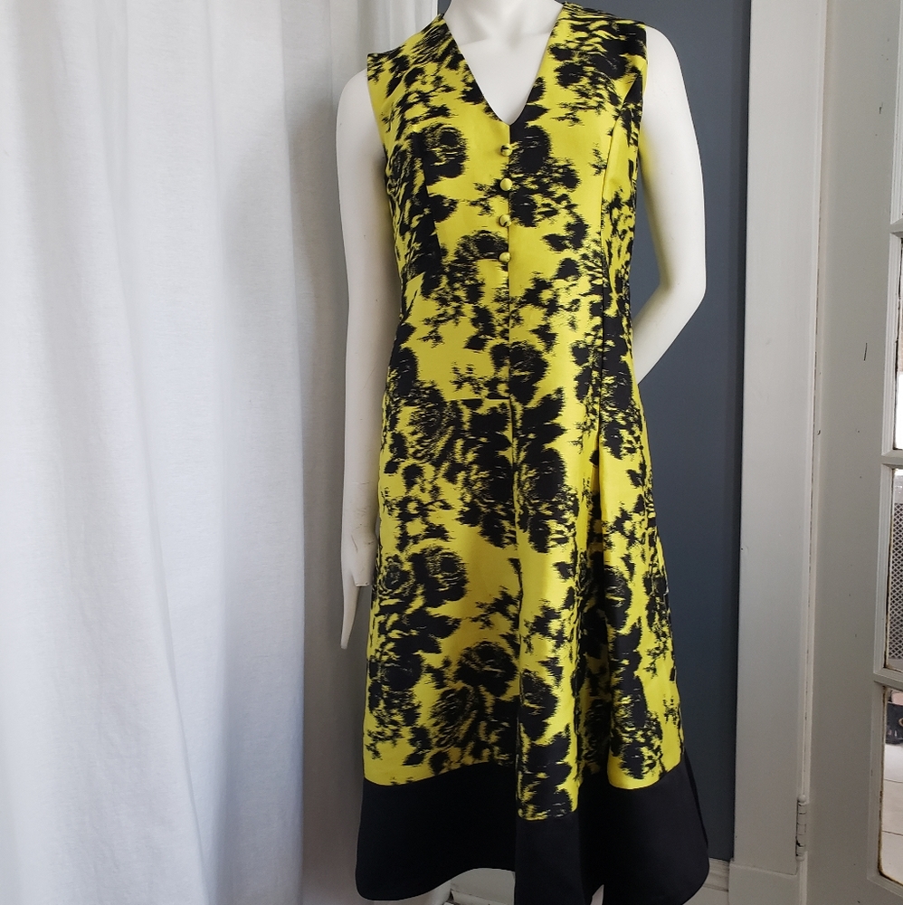 Erdem floral black and yellow dress SZ It 42 Us 6
